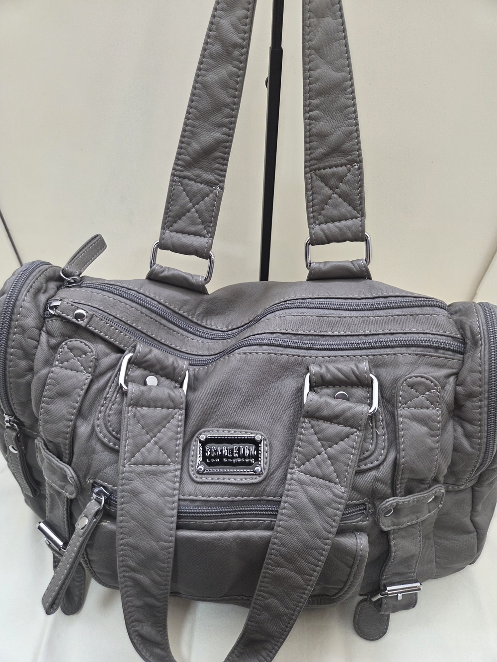 Scarleton Los Angeles Gray Large Tote | Dual Zip | Multi‑Compartment Work Bag - Picture 3 of 10